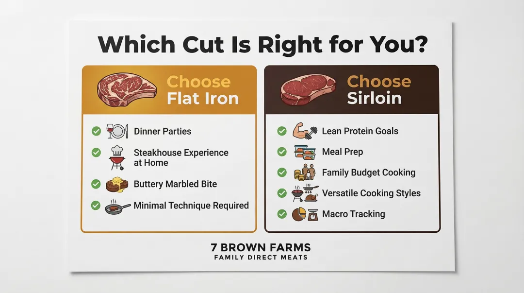 Choose flat iron or sirloin steak decision framework comparison guide