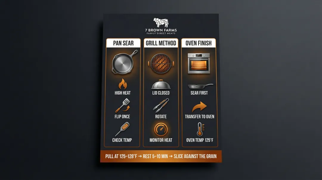 Three flat iron steak cooking methods comparison pan grill oven step-by-step