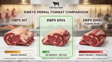 IMPS 107 109A 109D ribeye primal format comparison trimming requirements chart