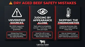 Three common dry aged beef safety mistakes to avoid at home infographic
