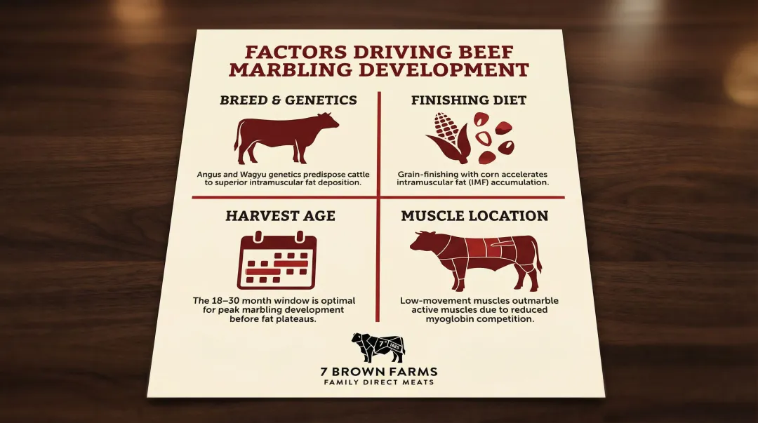 Four key factors that determine beef marbling development infographic breakdown