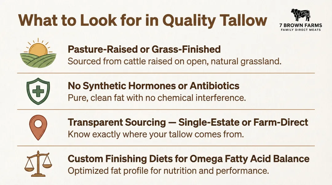 Four key sourcing criteria for high-quality pasture-raised beef tallow selection
