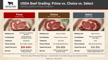 USDA beef grading tiers Prime Choice Select marbling and price comparison chart