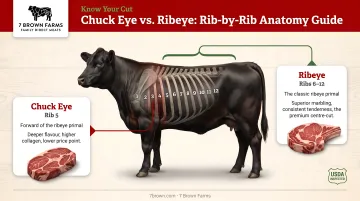 Chuck eye rib 5 versus ribeye ribs 6-12 cow anatomy diagram comparison