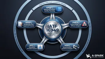 Automotive and EV CNC turning requirements showing five IATF quality disciplines