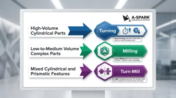 CNC turning versus milling process selection decision guide by volume and geometry