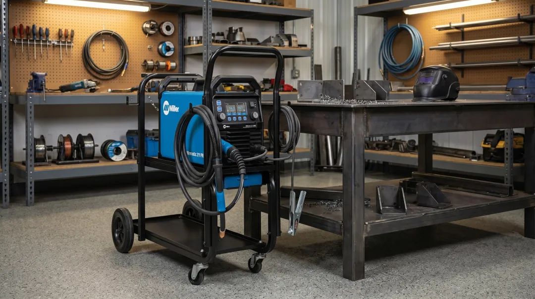 Miller Millermatic 211 PRO dual-voltage MIG welder professional shop environment