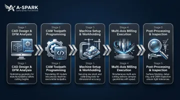 5-step high-precision CNC milling process flow from CAD design to inspection