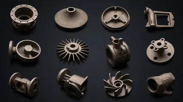 Industrial sand cast metal components including engine blocks valve bodies and pump housings
