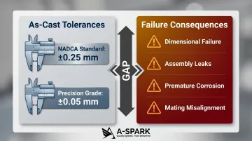As-cast versus CNC machined aluminum tolerance comparison with failure consequences