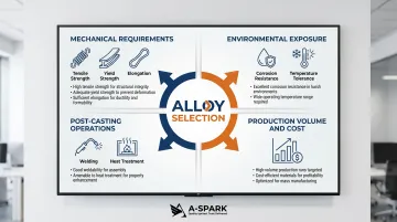 Four-factor aluminum HPDC alloy selection framework decision guide infographic
