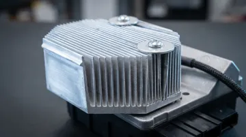Die cast aluminum heat sink installed in industrial LED lighting fixture assembly