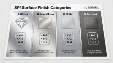 SPI injection mold surface finish standards four category grades comparison chart