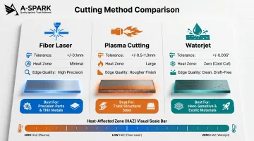 Three cutting methods laser plasma waterjet tolerance and capability comparison chart