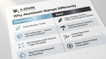 Aluminum versus steel key stamping property differences side-by-side comparison infographic