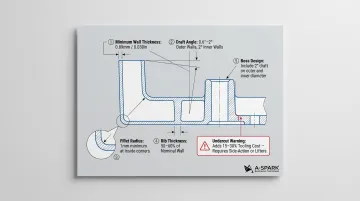 Aluminum die cast part design guidelines draft angles wall thickness and undercuts