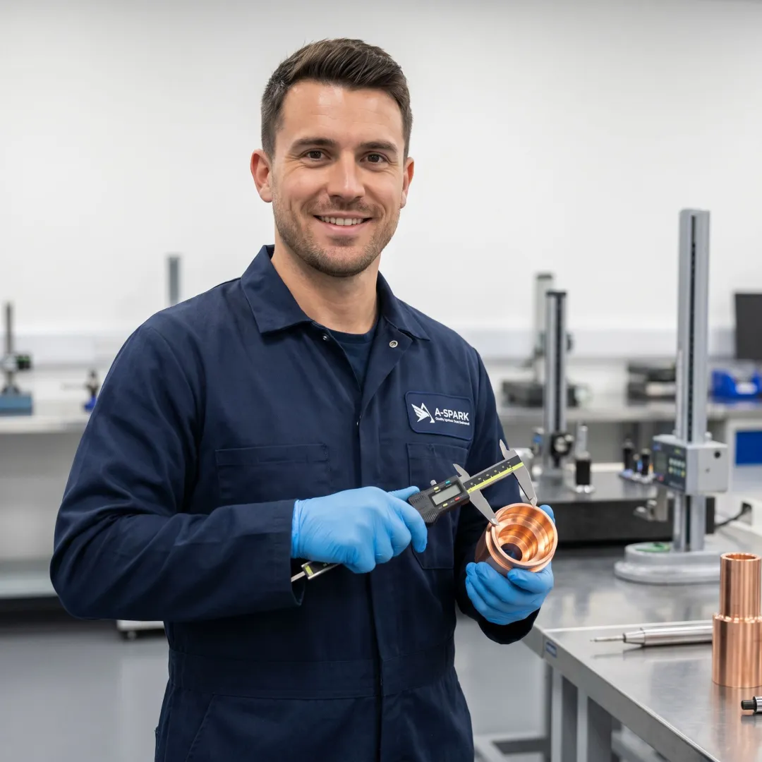 Copper part inspection after CNC machining