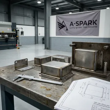 Precision welded sheet metal parts in manufacturing facility