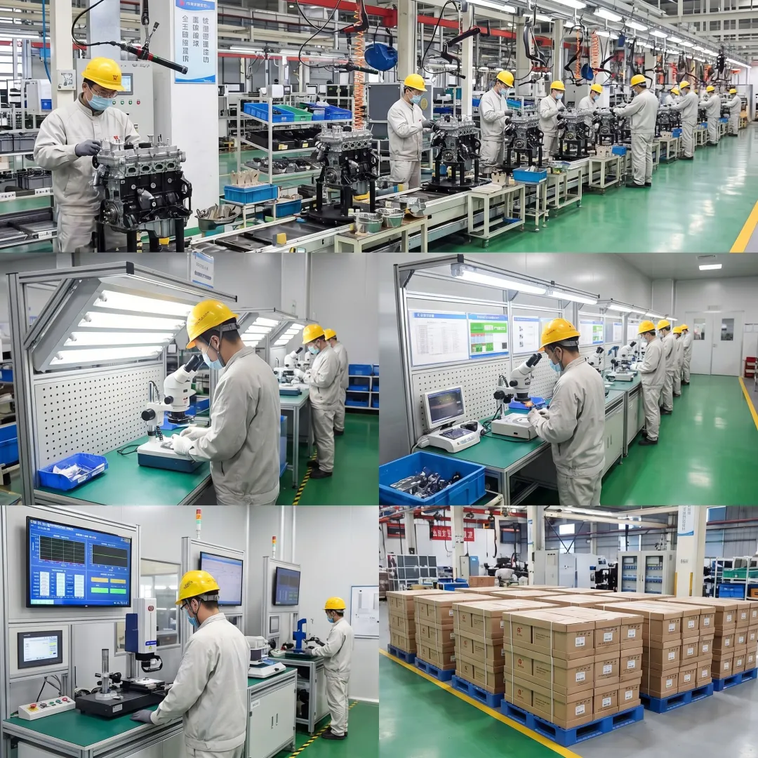 Assembly line process with testing and packaging