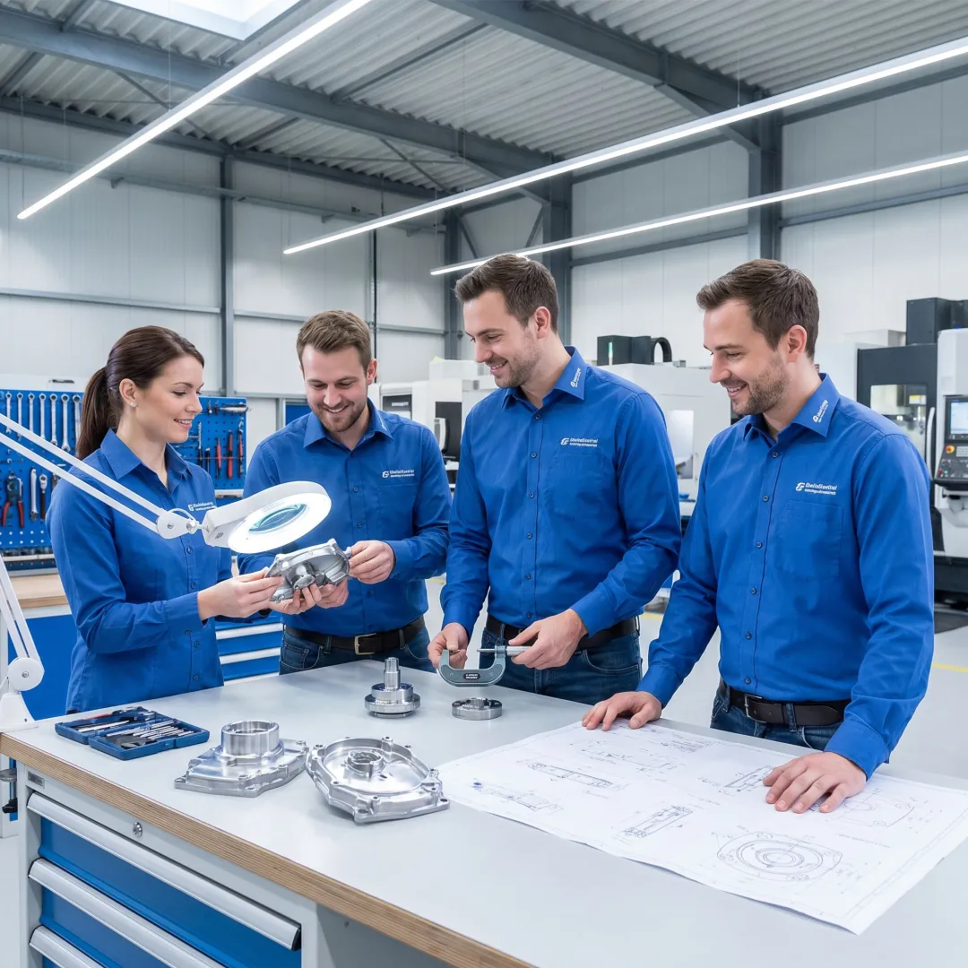 Engineers reviewing zinc die cast components