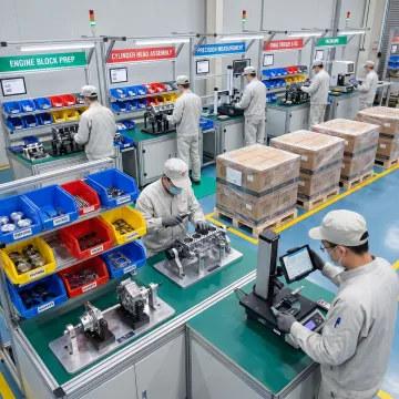 Assembly process on a production line