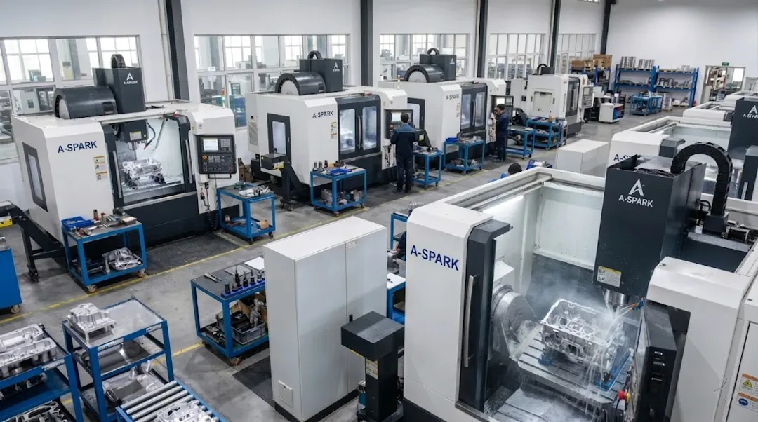 A-SPARK 5-axis CNC milling machines machining aluminum die cast components