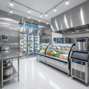 Commercial kitchen with multiple refrigeration units running efficiently