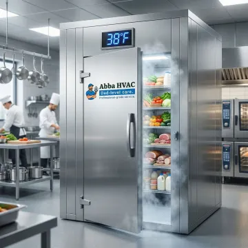 Commercial walk-in freezer with proper temperature monitoring in Texas restaurant