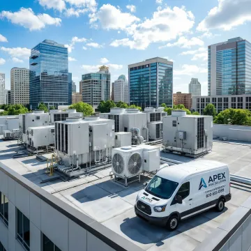 Commercial building HVAC system repair in Rollingwood business district