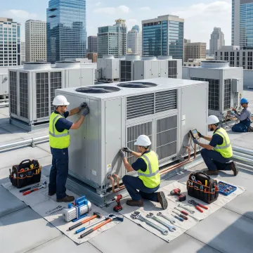 Modern commercial HVAC system installation in progress