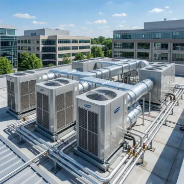 Modern commercial building with efficient HVAC system installation