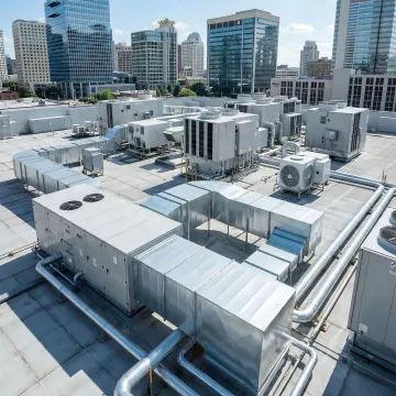 Modern commercial building HVAC system installation in Austin area