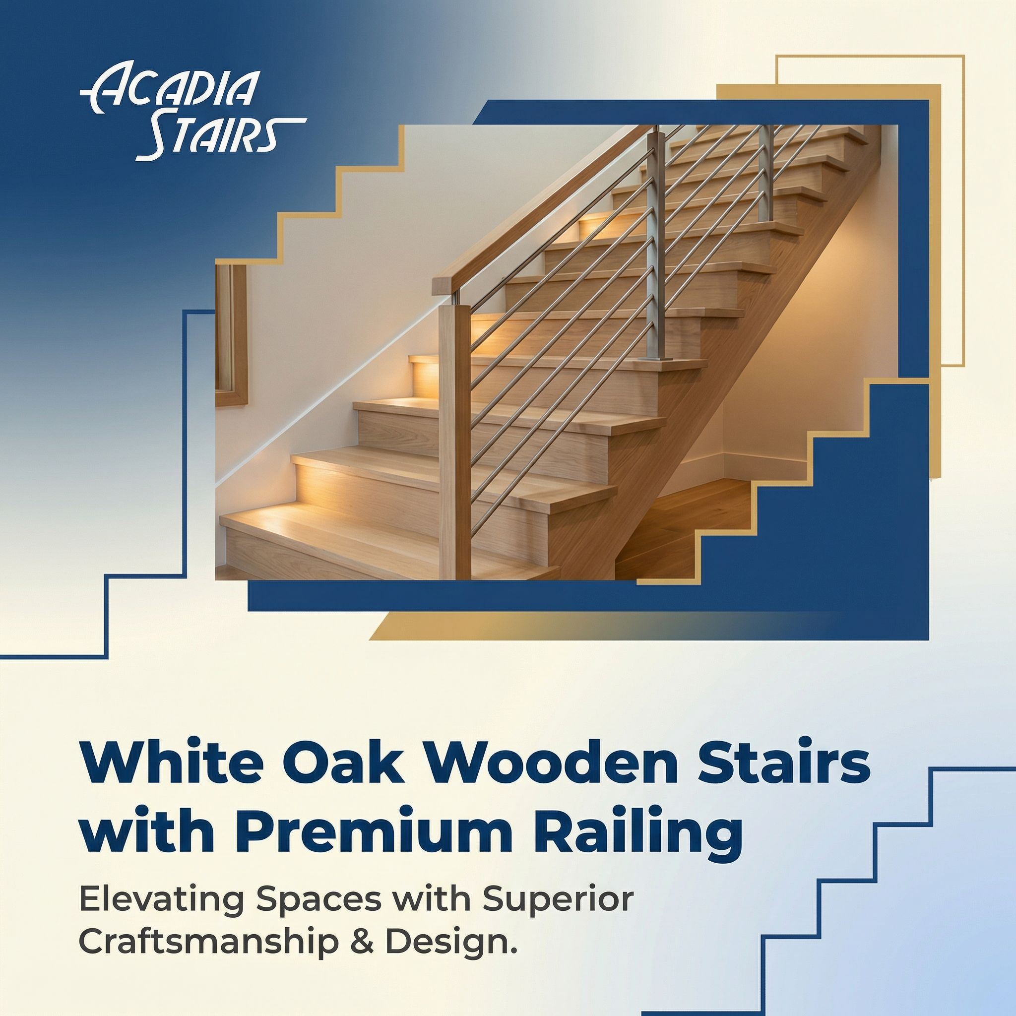 White Oak Wooden Stairs with Premium Railing