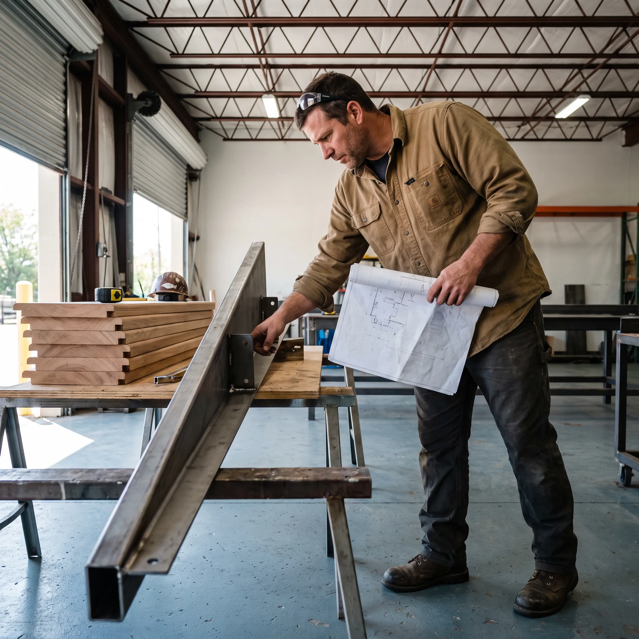 Custom fabricated wood stair treads