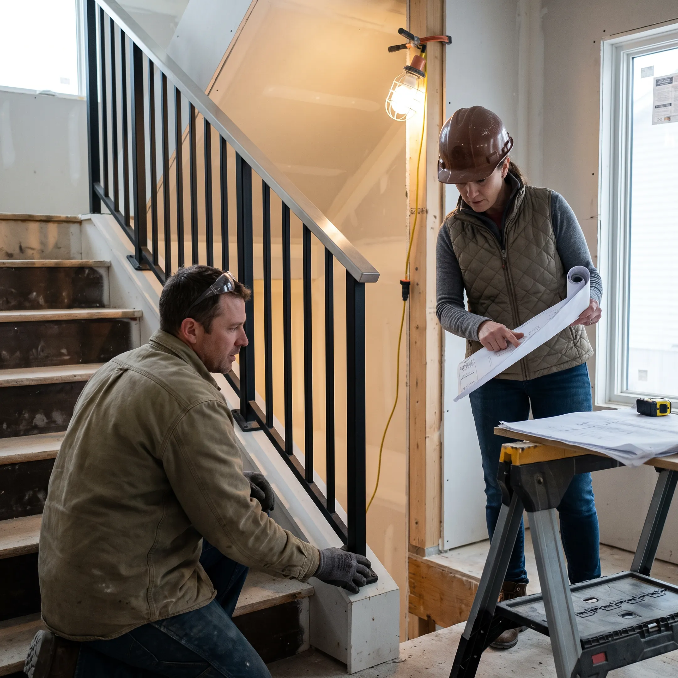 Custom fabricated stair railing