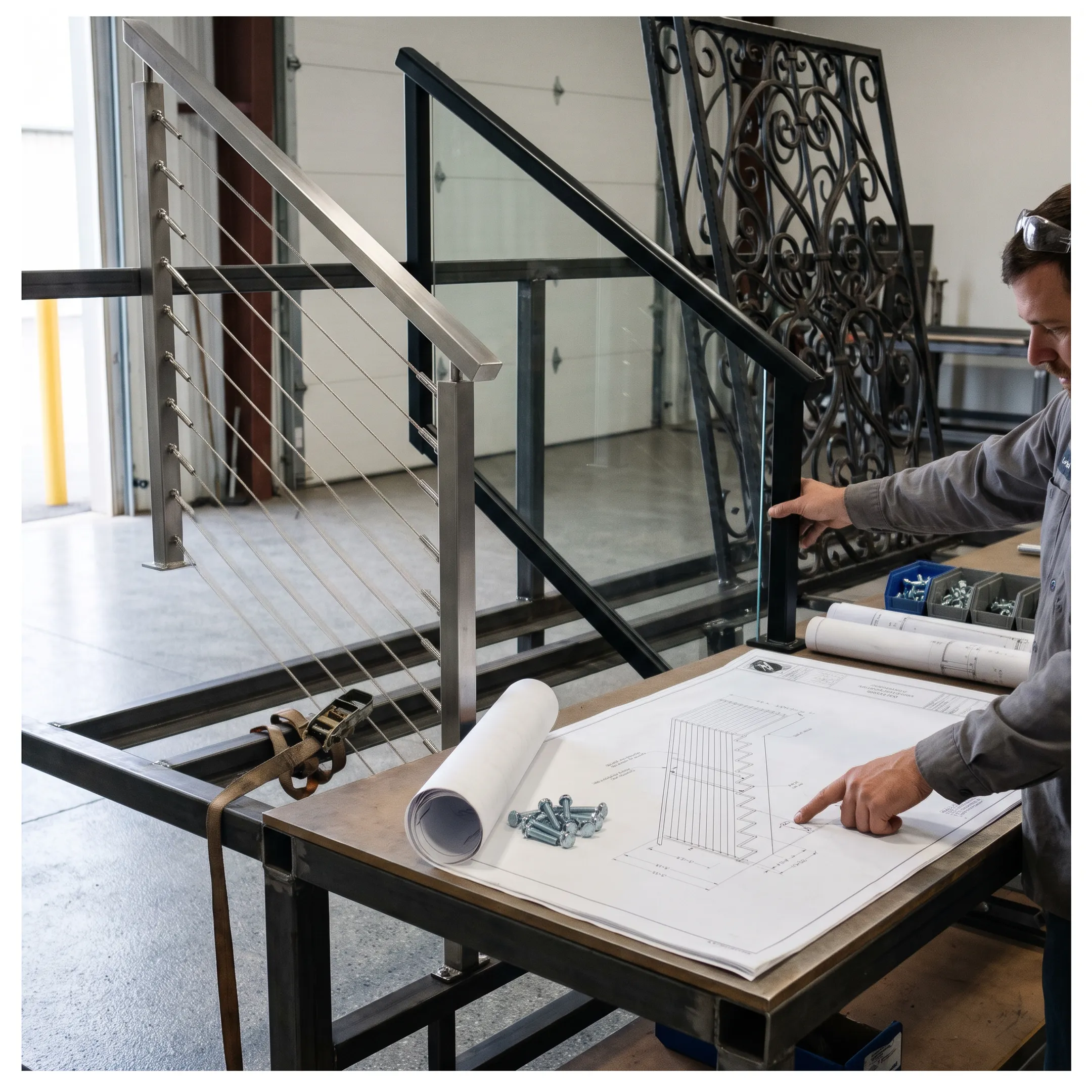 Custom railing fabrication and installation planning
