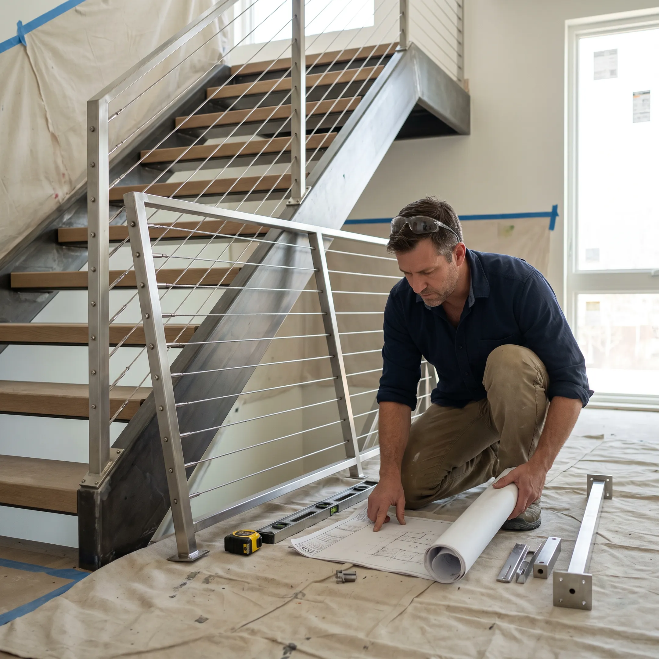 Stair railing construction project
