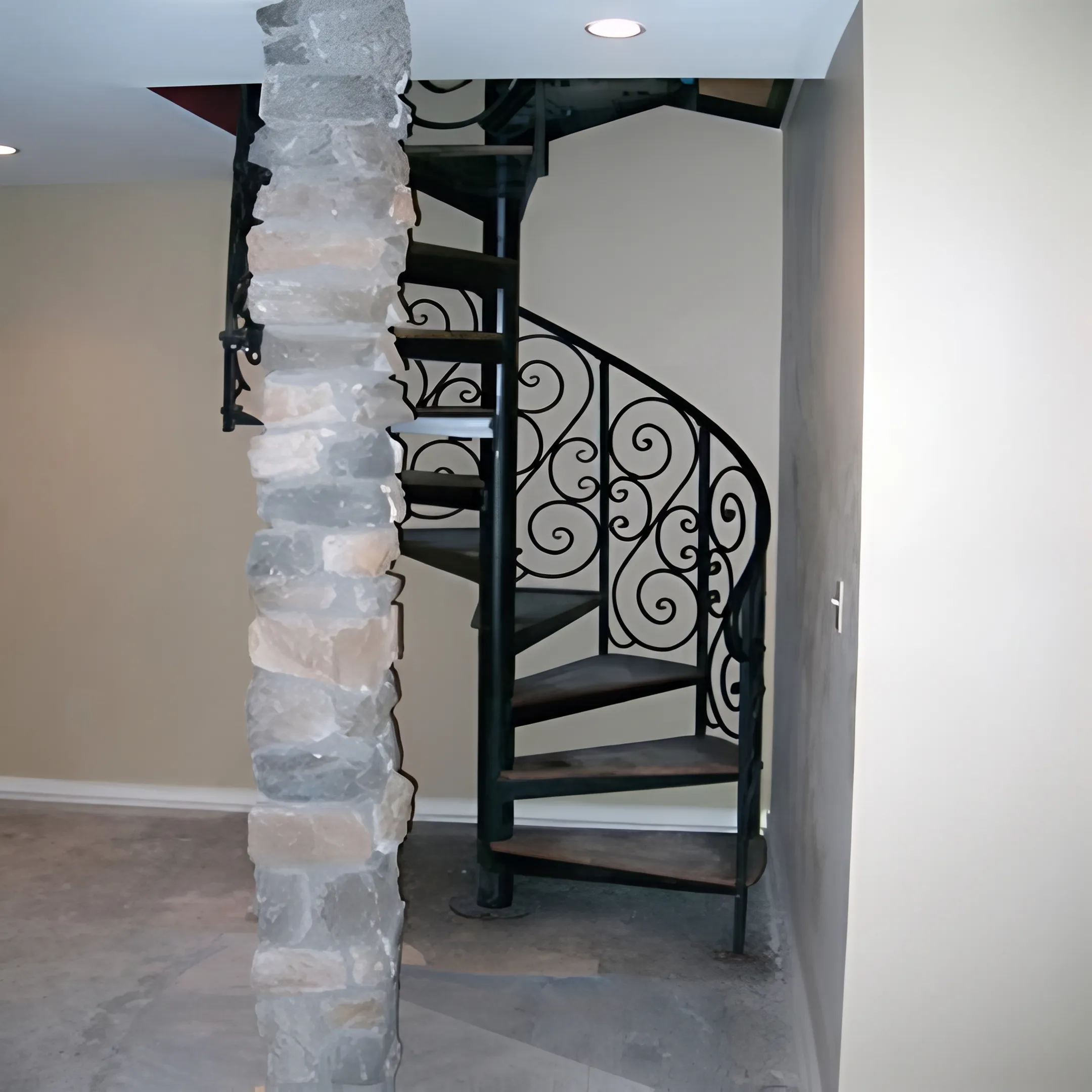 Custom wrought iron railing on an elegant staircase
