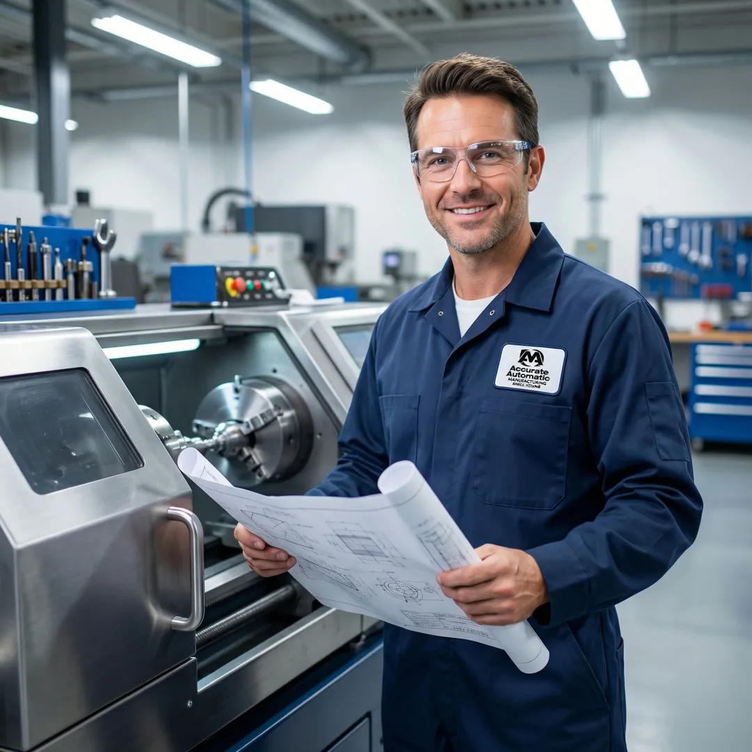 Step-by-step CNC machining and turning process in a precision machine shop