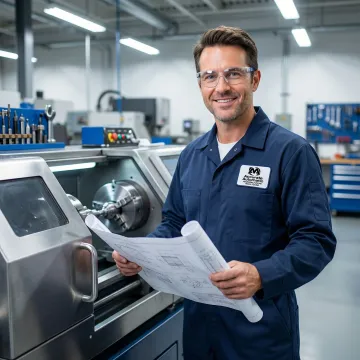 Step-by-step CNC machining and turning process in a precision machine shop