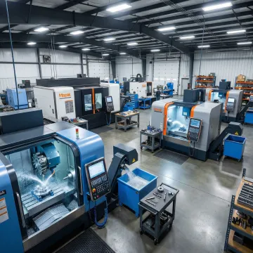 Precision CNC machine shop floor with advanced milling and turning equipment in San Francisco