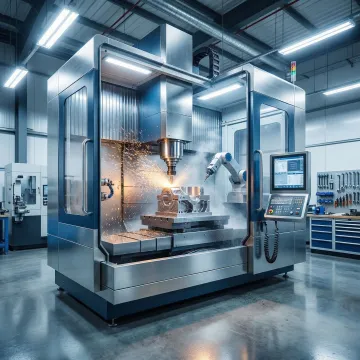 Precision CNC machining center producing metal components with tight tolerances