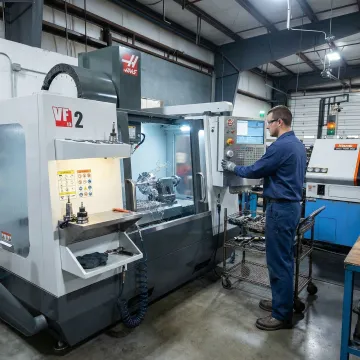 Precision custom manufacturing on CNC machine at Accurate Automatic MFG