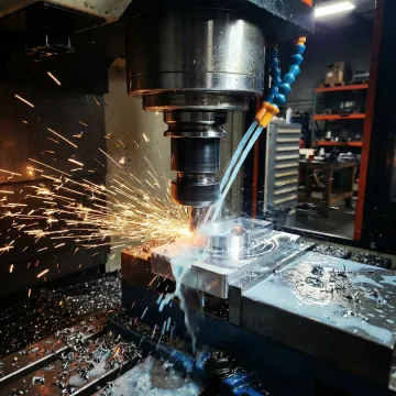 Precision CNC machining parts being manufactured on a CNC milling machine in a modern machine shop