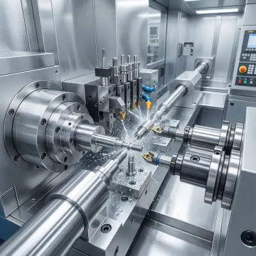 CNC Swiss precision machining service in operation at a machine shop