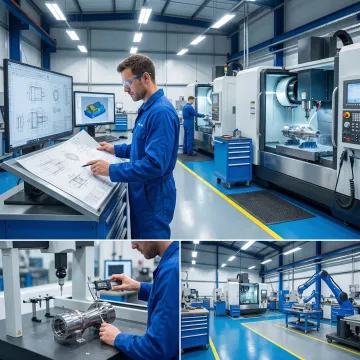 Aerospace CNC machining process steps in a precision manufacturing shop