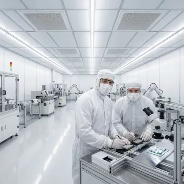 Modern cleanroom facility for battery manufacturing with controlled environment systems