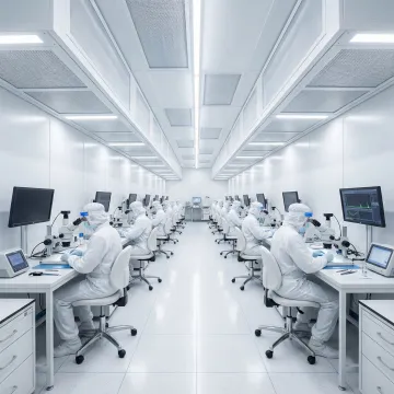 Medical device assembly cleanroom with precision manufacturing equipment