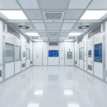 Modern controlled environment cleanroom facility with advanced filtration systems