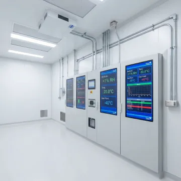 Pharmaceutical dry room with environmental monitoring systems